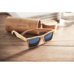 Fashionable bamboo sunglasses case, UV400 protection wood colour main ambient view