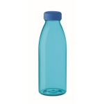 Plastic bottle made of RPET, BPA free, in many colours, 550 ml transparent blue colour