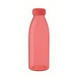 Plastic bottle made of RPET, BPA free, in many colours, 550 ml transparent red colour