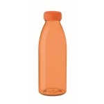 Plastic bottle made of RPET, BPA free, in many colours, 550 ml transparent orange colour