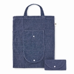 Foldable shopping bag made of cotton and polyester, 140 g/m2 blue colour