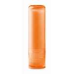 Lip balm in transparent coloured case, SPF 15, Clear transparent orange colour