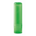 Lip balm in transparent coloured case, SPF 15, Clear transparent lime colour