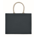 Colourful promotional jute bag with short handles blue colour third view