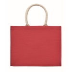 Colourful promotional jute bag with short handles red colour third view