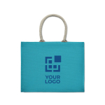 Colourful promotional jute bag with short handles view with print area