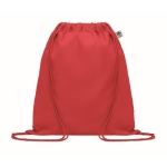 High-quality drawstring bag made of organic cotton, 140 g/m2 red colour