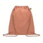 High-quality drawstring bag made of organic cotton, 140 g/m2 orange colour