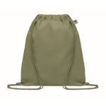 High-quality drawstring bag made of organic cotton, 140 g/m2 khaki colour