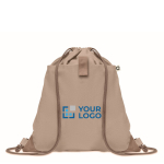 Drawstring bag made from recycled cotton, 220 g/m2 sand colour view with print area