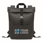 High-quality laptop backpack made of RPET felt view with print area