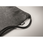 Drawstring bag made of rPET felt with polyester cords dark grey colour third photographic view