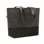 Shopping bag made of RPET felt with coloured bottom dark grey colour