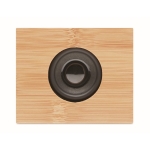 Cube-shaped bamboo wireless speaker with charger wood colour fourth view