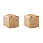 Set of 2 wireless speakers with bamboo housing, 4h playtime wood colour fifth view