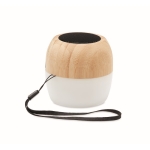 Wireless bamboo speaker with Ambient light and carrying strap wood colour