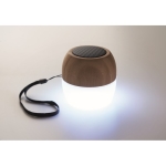 Wireless bamboo speaker with Ambient light and carrying strap wood colour third photographic view