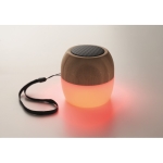 Wireless bamboo speaker with Ambient light and carrying strap wood colour fourth photographic view