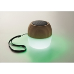 Wireless bamboo speaker with Ambient light and carrying strap wood colour fifth photographic view