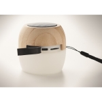 Wireless bamboo speaker with Ambient light and carrying strap wood colour sixth photographic view