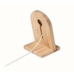 Magnetic wireless charger with bamboo phone holder wood colour third view