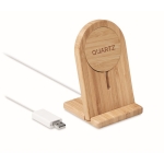 Magnetic wireless charger with bamboo phone holder wood colour main view