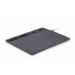 Mouse pad with wireless charger and phone holder in dark gray dark grey colour