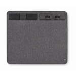 Mouse pad with wireless charger and phone holder in dark gray dark grey colour sixth view