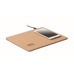 Cork mouse mat with wireless charger in beige beige colour second main view