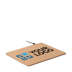 Cork mouse mat with wireless charger in beige beige colour view with print area