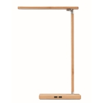 Foldable bamboo desk lamp with LED light and charging station wood colour eighth view