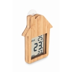 Bamboo weather station with suction cup, house design wood colour