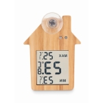 Bamboo weather station with suction cup, house design wood colour third view