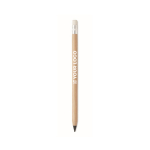 Long-lasting bamboo pencil with eraser and graphite tip wood colour view with print area