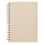 Notebook with spiral binding, cover & lined grass paper pages beige colour