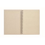 Notebook with spiral binding, cover & lined grass paper pages beige colour third view