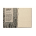 Notebook with spiral binding, cover & lined grass paper pages beige colour fifth view