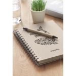 Notebook with spiral binding, cover & lined grass paper pages beige colour main ambient view