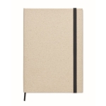 Notebook with hard cover and lined, grass paper pages, A5 beige colour