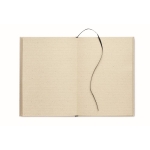 Notebook with hard cover and lined, grass paper pages, A5 beige colour fifth view