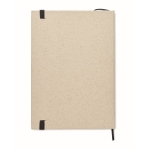 Notebook with hard cover and lined, grass paper pages, A5 beige colour eighth view