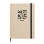 Notebook with hard cover and lined, grass paper pages, A5 beige colour main view