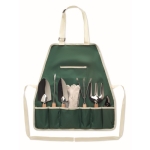 Garden apron with 7 garden tools as a promotional gift green colour