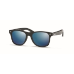 Sunglasses with black bamboo temples, UV400 protection blue colour