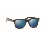 Sunglasses with black bamboo temples, UV400 protection blue colour main view