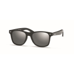 Sunglasses with black bamboo temples, UV400 protection shiny silver colour