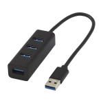 4-port USB hub with cable USB 3.0 black colour