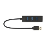 4-port USB hub with cable USB 3.0 black colour