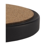 Circular charging base in limestone and cork black colour