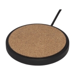 Circular charging base in limestone and cork black colour